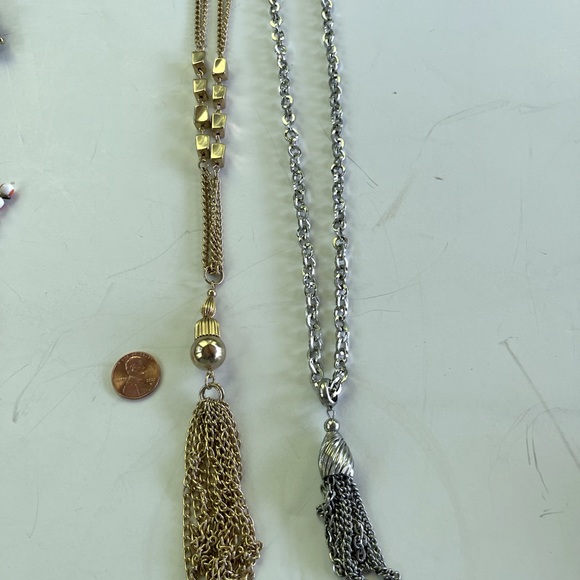 Vintage Silver & Gold Tassel Necklaces vintage jewelry necklace Bundle Long - Picture 2 of 2
